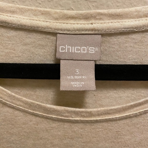 Chico's Sequin Embellished Tonal Palm Print Tee Size 3 (XL) - Picture 3 of 11